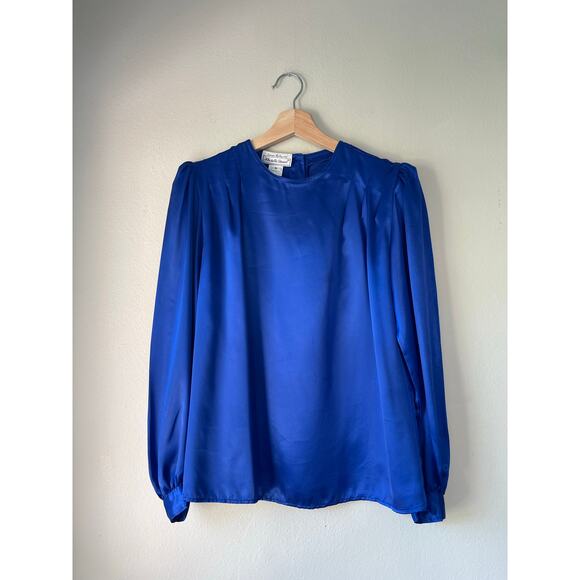 Sonya Ratay for Michelle Stuart Satin Royal Blue Blouse – Size Small - Picture 1 of 3